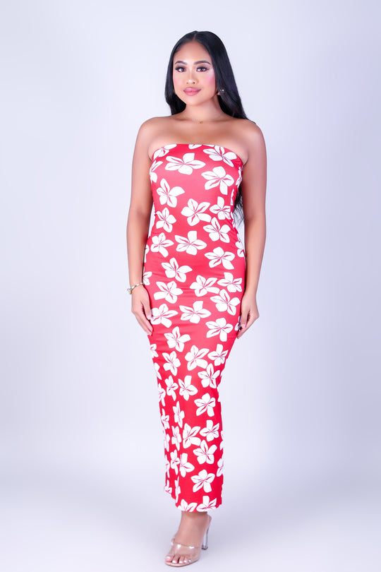 PLUMERIA MIDI TUBE DRESS
