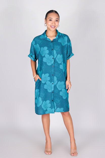 HAU FLOWER BUTTON DOWN DRESS