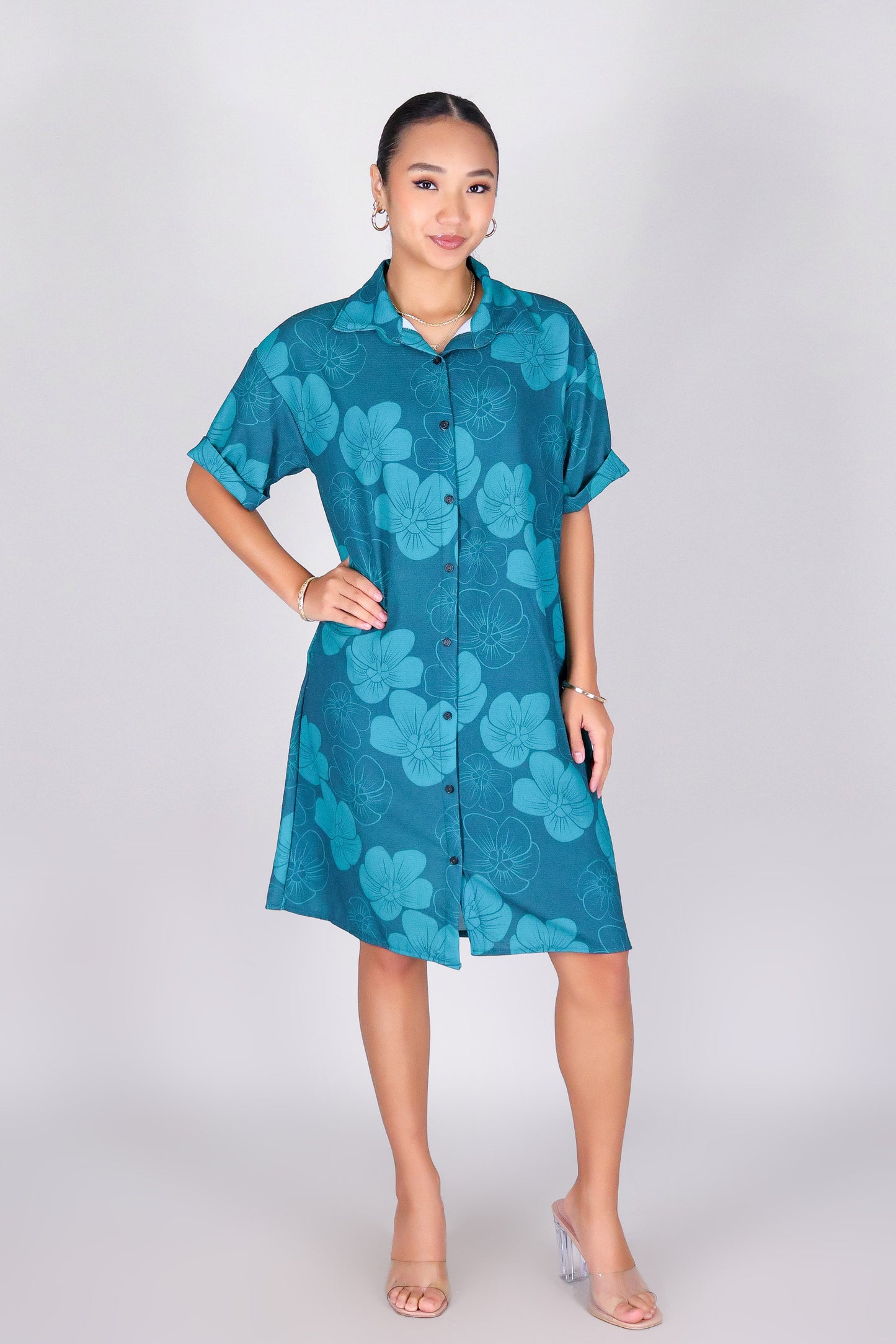 HAU FLOWER BUTTON DOWN DRESS