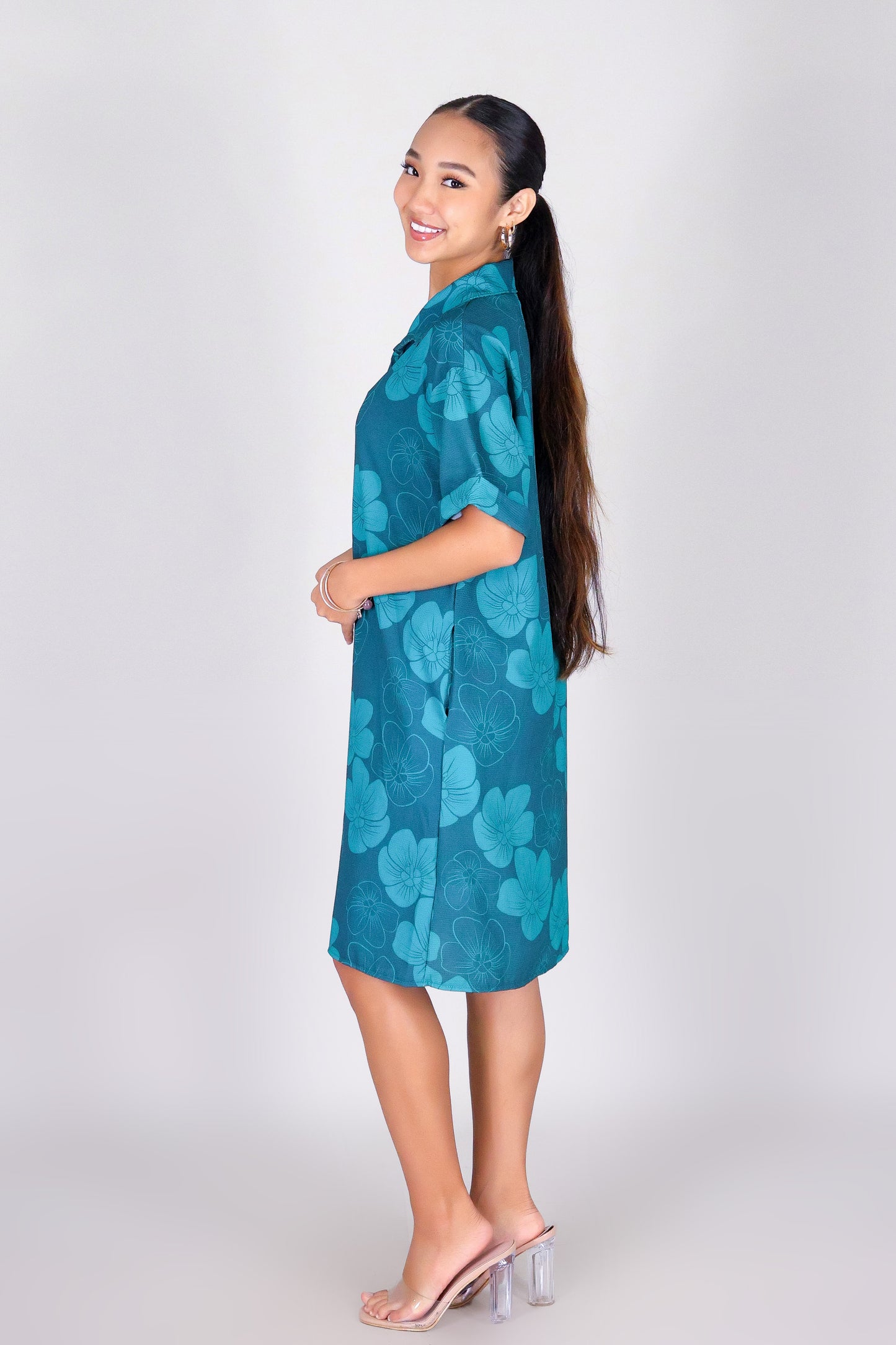 HAU FLOWER BUTTON DOWN DRESS