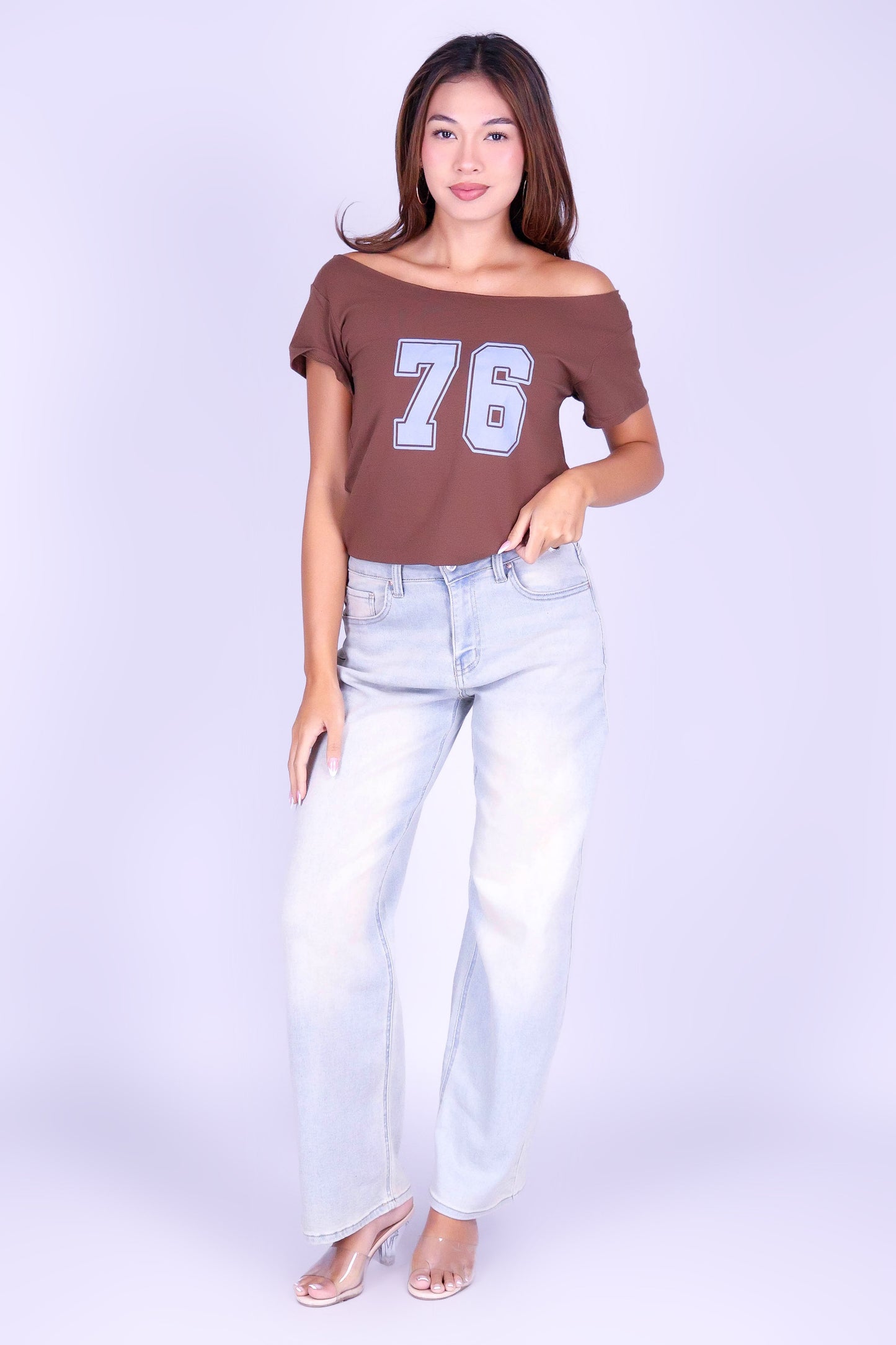 VARSITY OFF SHOULDER TEE