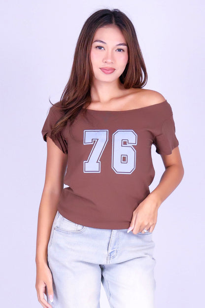 VARSITY OFF SHOULDER TEE