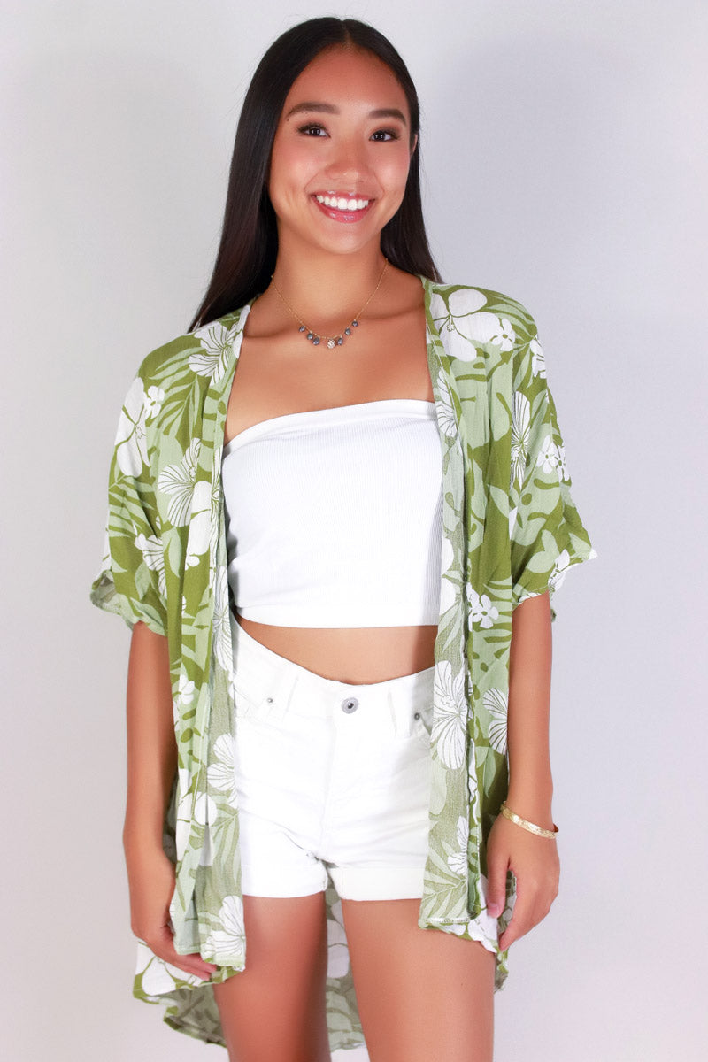 Jeans Warehouse Hawaii - S/S PRINT WOVEN CASUAL TOPS - TROPICAL CARDIGAN | By LUZ