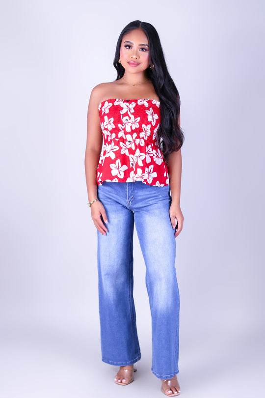PLUMERIA SMOCKED TUBE TOP