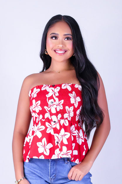 PLUMERIA SMOCKED TUBE TOP