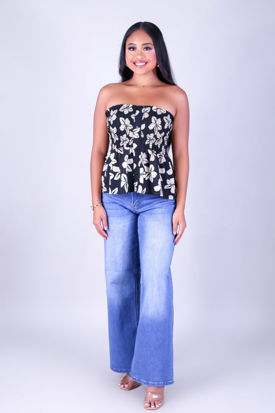 PLUMERIA SMOCKED TUBE TOP