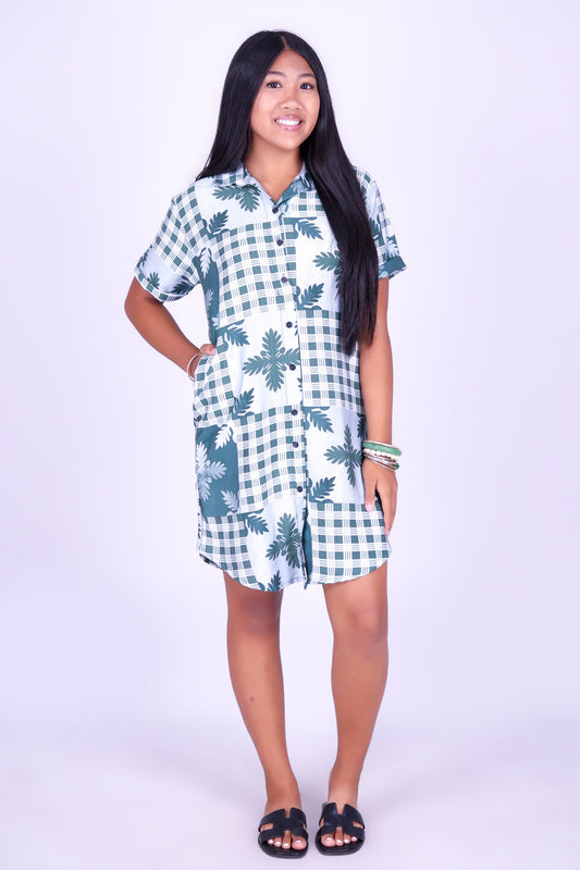 ULU PALAKA BUTTON DOWN DRESS | KIDS SIZE 2-16