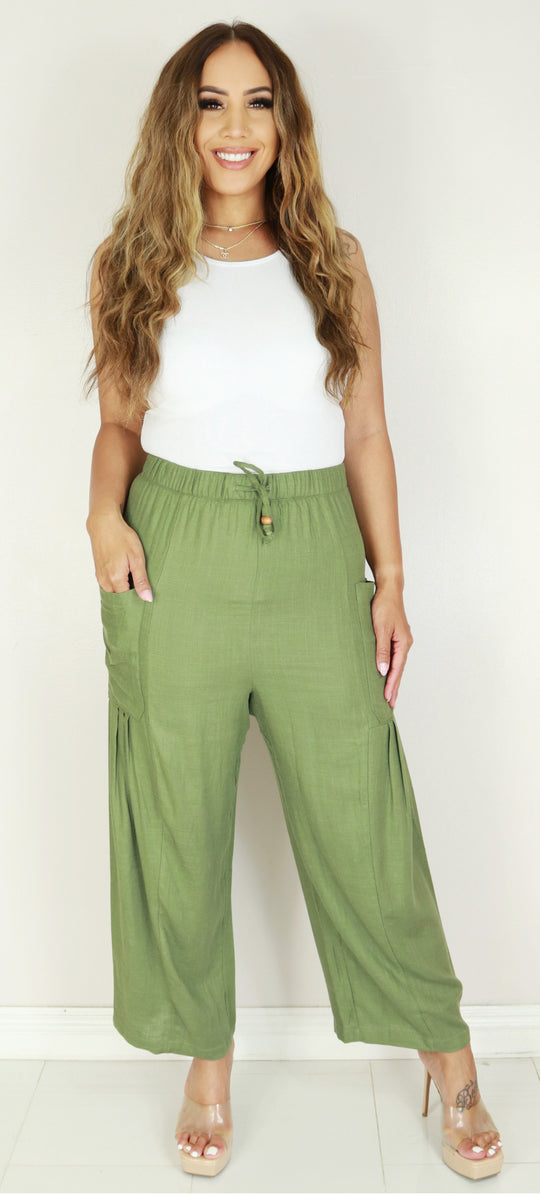 BALLOON POCKET WIDE LEG PANTS