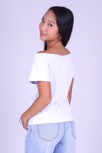 VARSITY OFF SHOULDER TEE