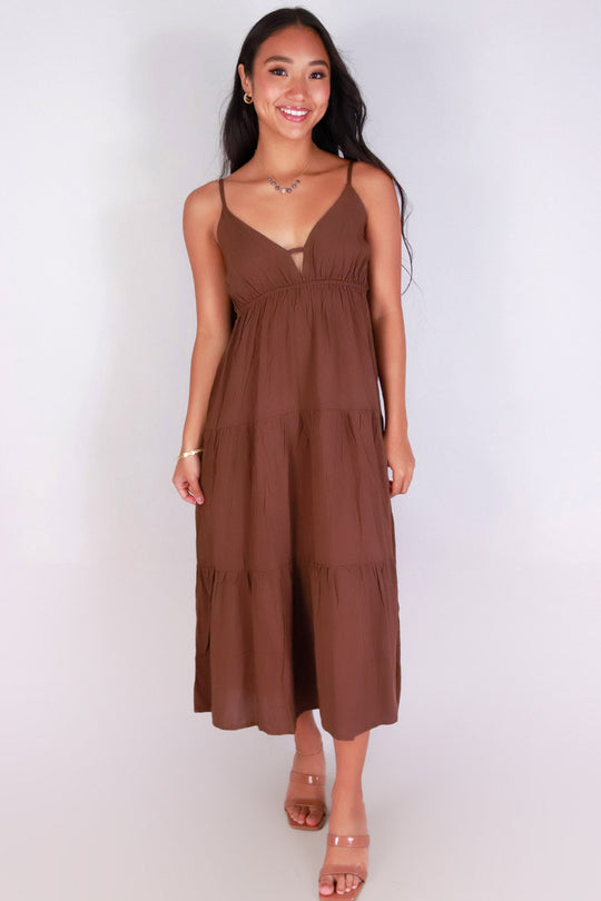 PRETTY IN TIERS MIDI DRESS