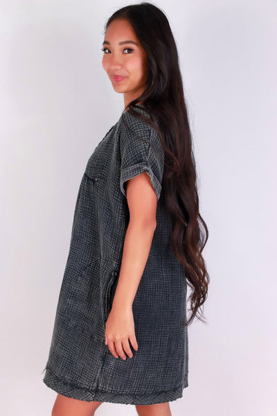 Jeans Warehouse Hawaii - SLEEVE SHORT SOLID DRESSES - THE CONFIDENT CUT DRESS | By ZENANA (KC EXCLUSIVE,INC