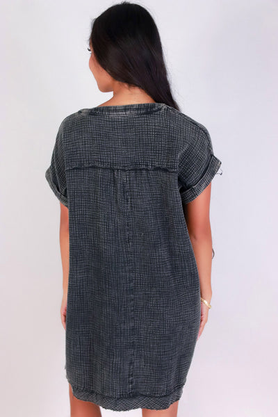 Jeans Warehouse Hawaii - SLEEVE SHORT SOLID DRESSES - THE CONFIDENT CUT DRESS | By ZENANA (KC EXCLUSIVE,INC