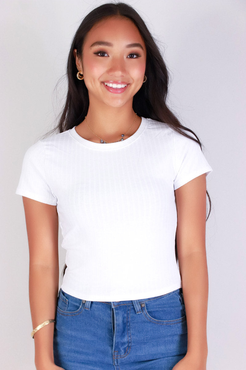 Jeans Warehouse Hawaii - S/S SOLID BASIC - THE EVERYDAY CROP TOP | By CRESCITA APPAREL/SHINE I