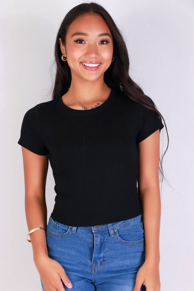 Jeans Warehouse Hawaii - S/S SOLID BASIC - THE EVERYDAY CROP TOP | By CRESCITA APPAREL/SHINE I