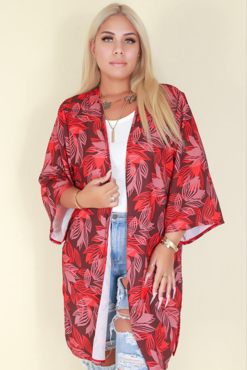 Jeans Warehouse Hawaii - PLUS S/S PRINT WOVEN TOPS - BE THANKFUL CARDIGAN | By LUZ
