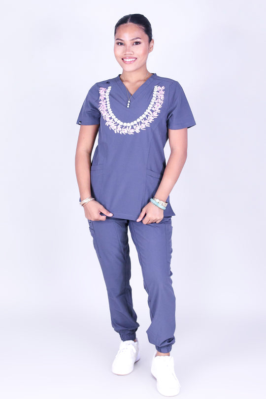 HONOHONO LEI SCRUB TOP