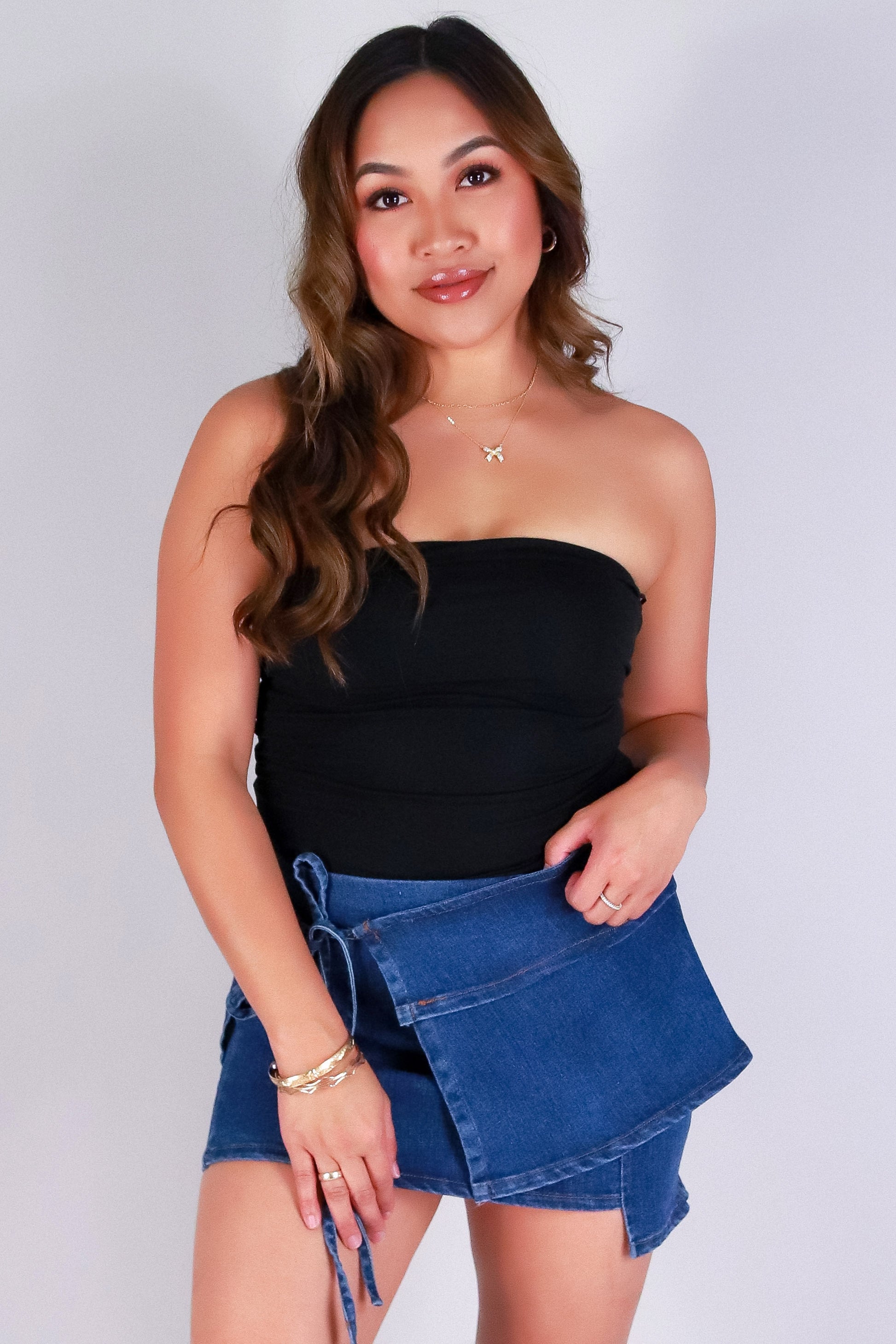 Jeans Warehouse Hawaii - SOLID SHORT SKIRTS - ONE CALL AWAY DENIM SKIRT | By MINTEE 16