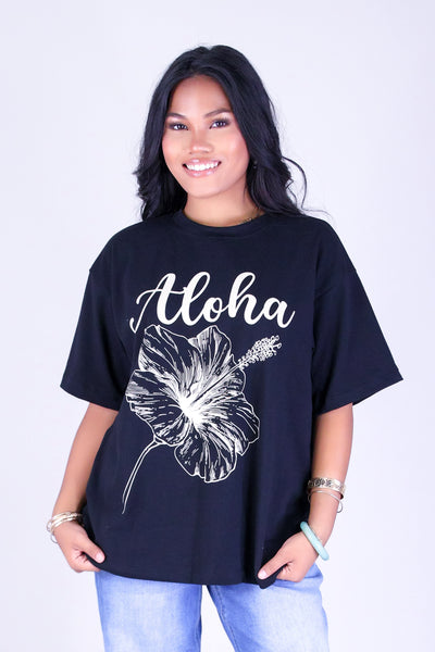ALOHA HIBISCUS OVERSIZED TEE