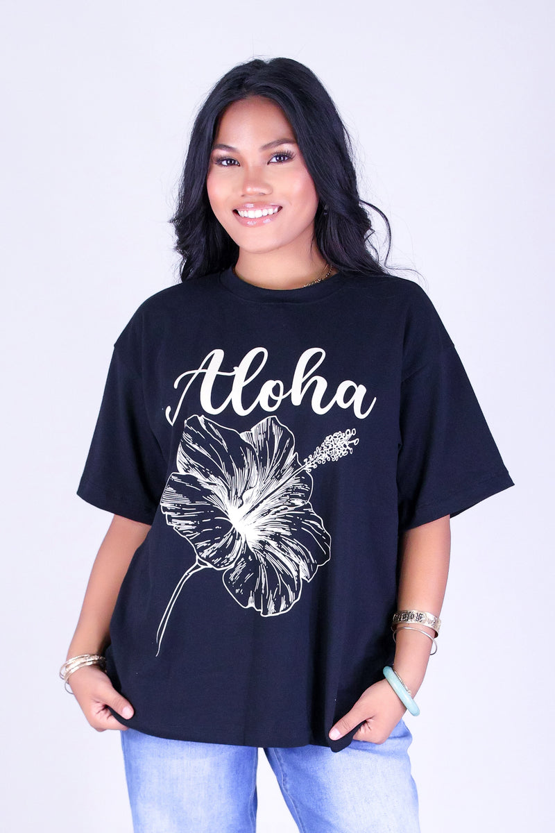 ALOHA HIBISCUS OVERSIZED TEE
