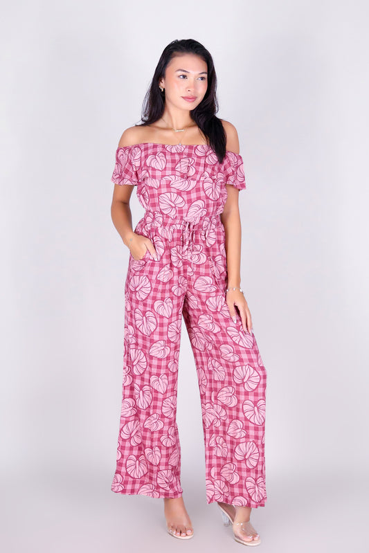 ANTHURIUM PALAKA OFF SHOULDER JUMPSUIT