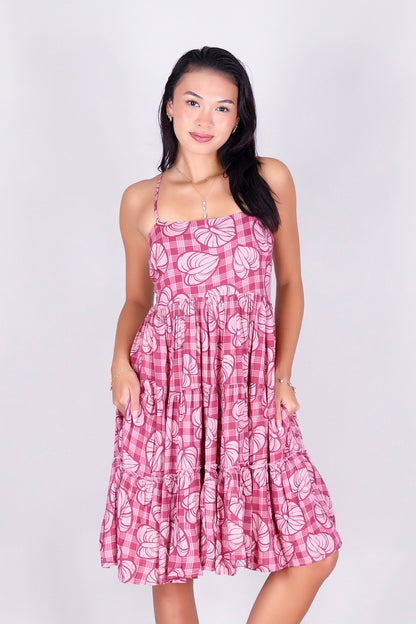 ANTHURIUM PALAKA TIERED BABYDOLL DRESS