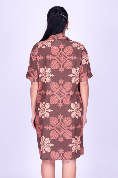 MONSTERA QUILT BUTTON DOWN DRESS