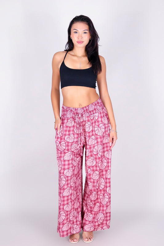 ANTHURIUM PALAKA SMOCKED WAIST PANTS