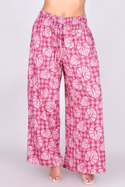 ANTHURIUM PALAKA SMOCKED WAIST PANTS