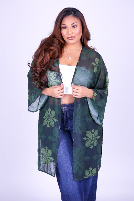 MONSTERA QUILT CHIFFON CARDIGAN