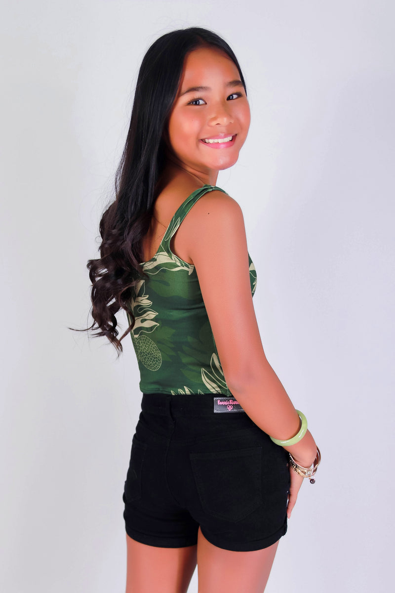 Jeans Warehouse Hawaii - S/L PRINT TOP 2-16 - ULU SQUARE NECK TANK TOP | KIDS SIZE 2 - 16 | By LUZ