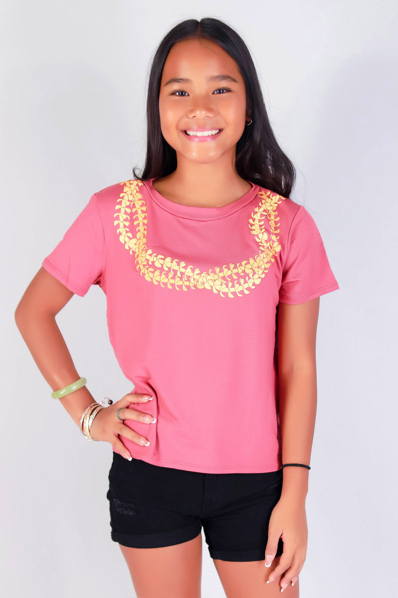 Jeans Warehouse Hawaii - S/S PRINT 2-16 - PUAKENIKENI 2 STRAND LEI TEE | KIDS SIZE 2 - 16 | By LUZ