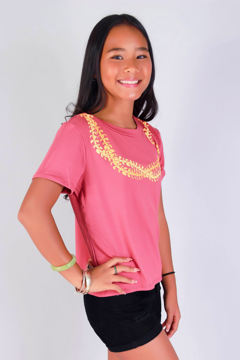 Jeans Warehouse Hawaii - S/S PRINT 2-16 - PUAKENIKENI 2 STRAND LEI TEE | KIDS SIZE 2 - 16 | By LUZ