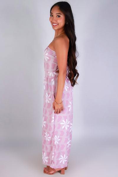 Jeans Warehouse Hawaii - PRINT CASUAL JUMPSUITS - TIARE SHELL TIE BACK JUMPSUIT | By LUZ