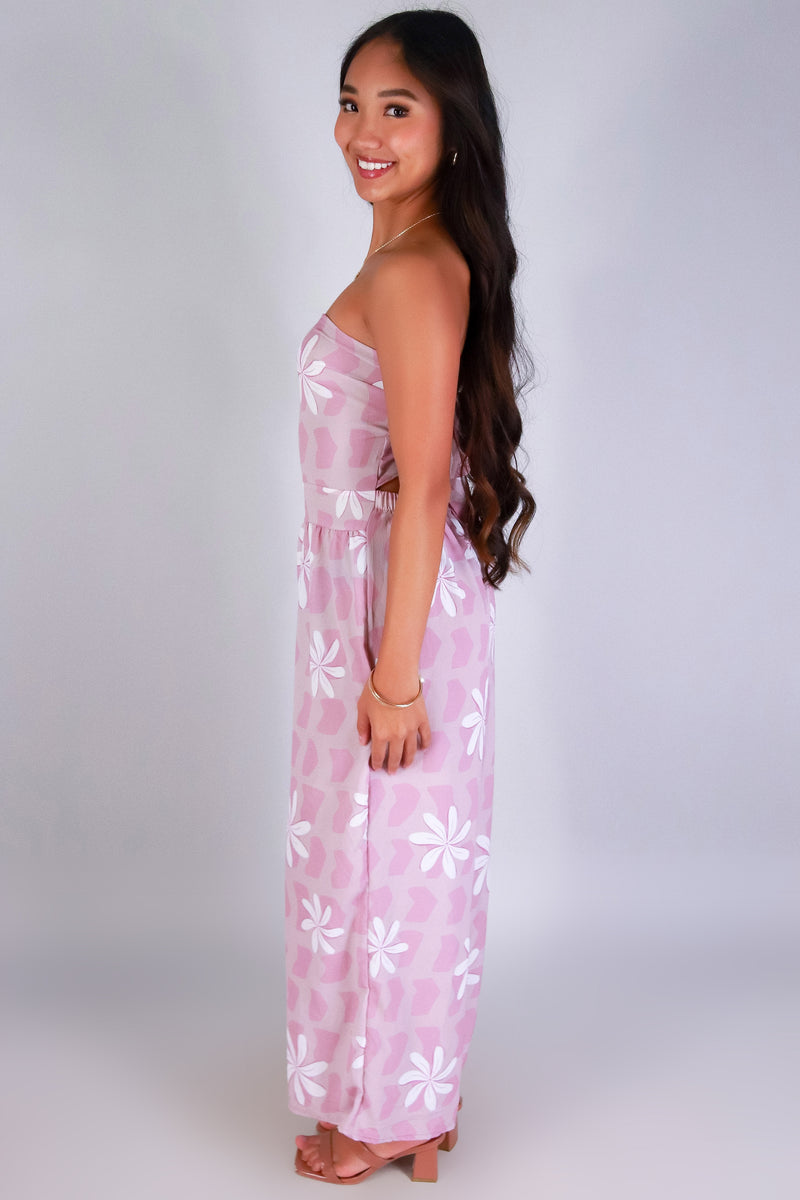 Jeans Warehouse Hawaii - PRINT CASUAL JUMPSUITS - TIARE SHELL TIE BACK JUMPSUIT | By LUZ