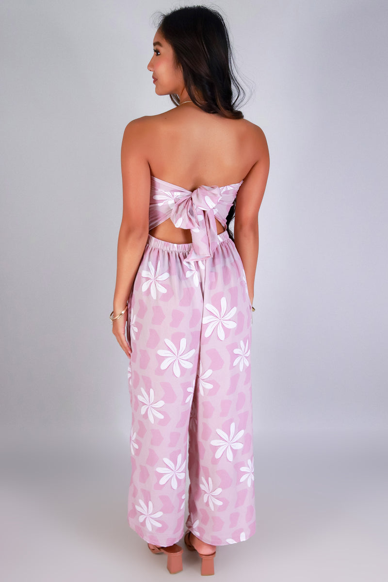 Jeans Warehouse Hawaii - PRINT CASUAL JUMPSUITS - TIARE SHELL TIE BACK JUMPSUIT | By LUZ