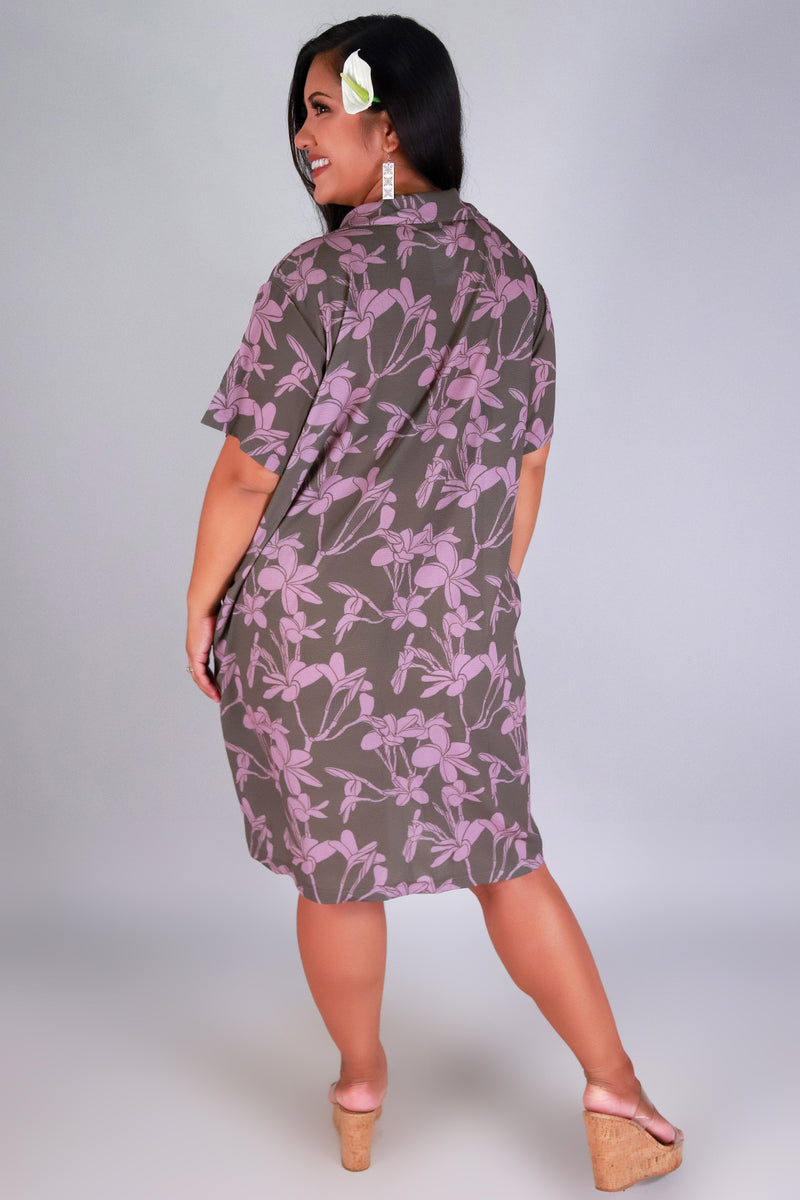 PLUMERIA TREE BUTTON DOWN DRESS