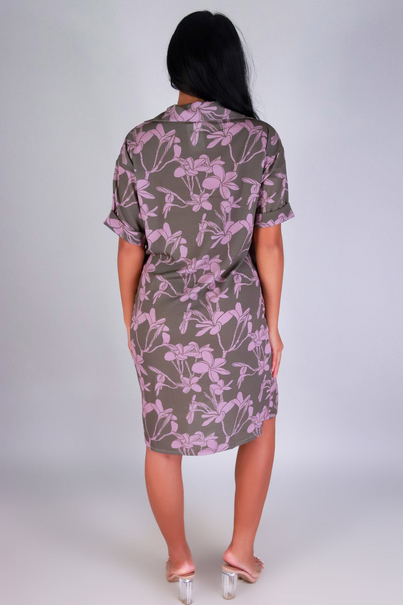 PLUMERIA TREE BUTTON DOWN DRESS
