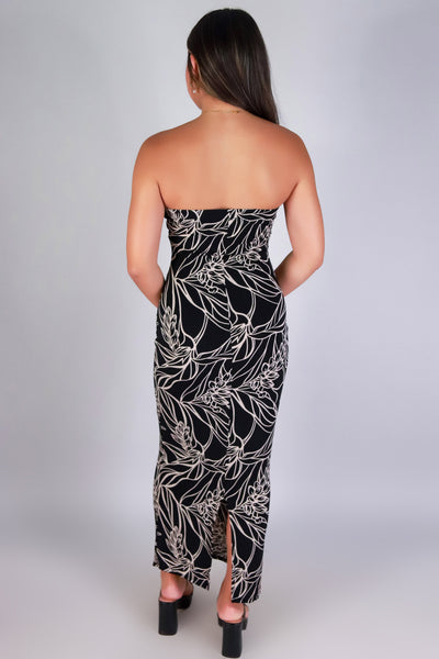 Jeans Warehouse Hawaii - TUBE LONG PRINT DRESSES - OUTLINE IN BLOOM TUBE DRESS | By PAPERMOON/ B_ENVIED