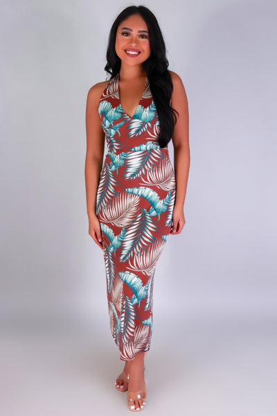 ISLAND EDGE MAXI HALTER DRESS