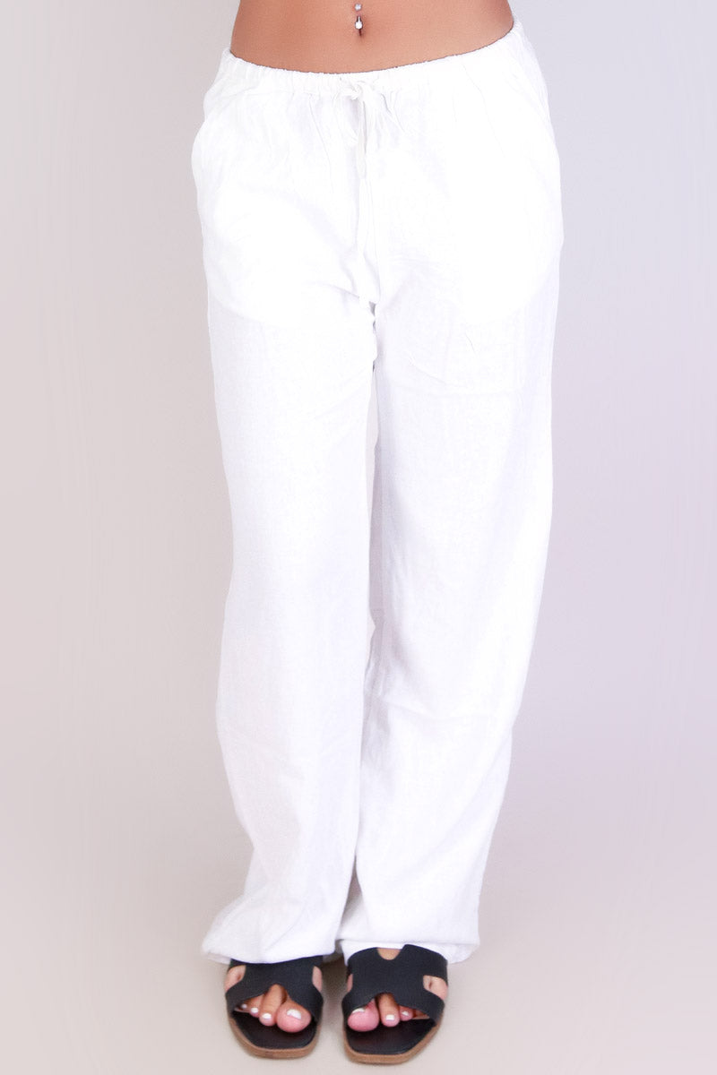 Jeans Warehouse Hawaii - SOLID WOVEN PANTS - BAHAMA GLOW LINEN PANTS | By STYLE MELODY