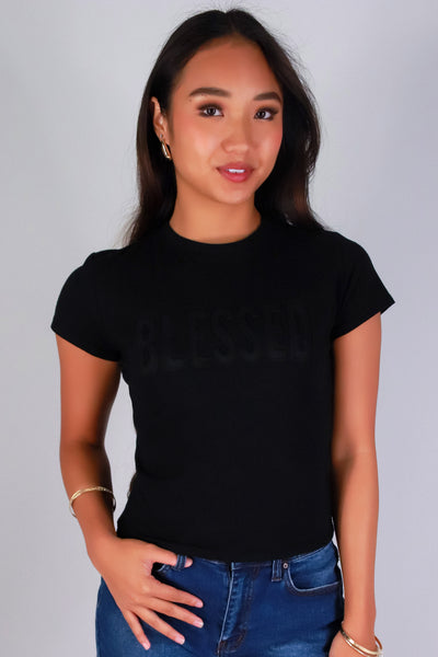 Jeans Warehouse Hawaii - S/S SCREEN - BLESSED 3D TEE | By ROCK & ROSE BY CHERIE
