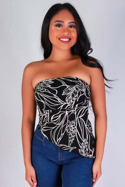 Jeans Warehouse Hawaii - SL PRINT - OUTLINE IN BLOOM TUBE TOP | By PAPERMOON/ B_ENVIED