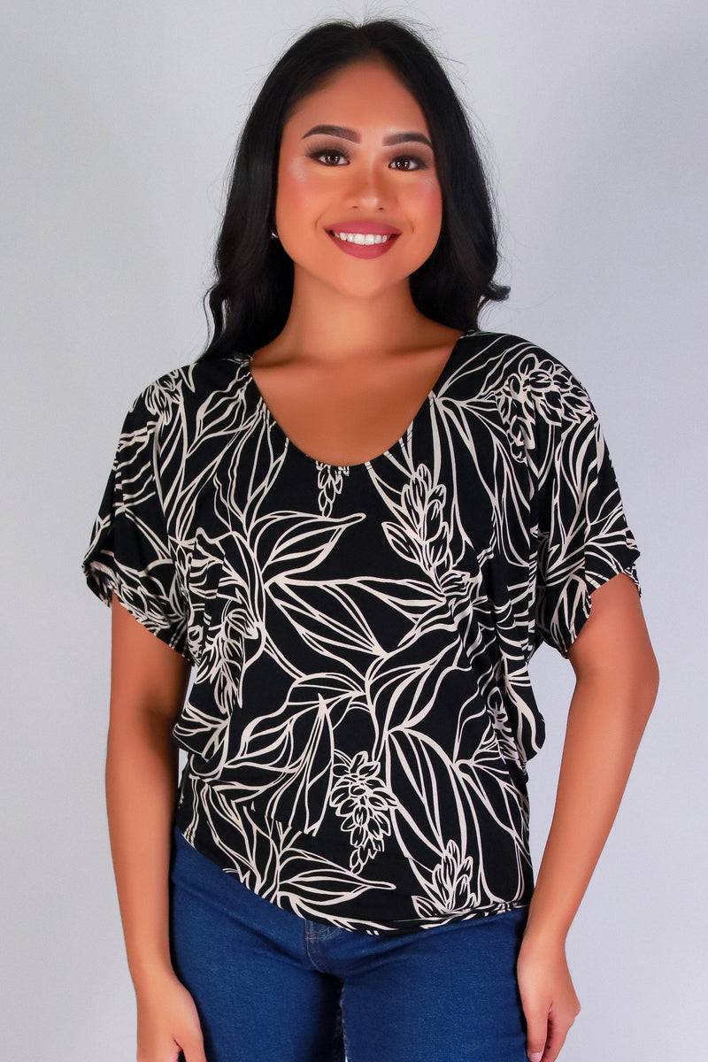 Jeans Warehouse Hawaii - SS PRINT - OUTLINE IN BLOOM DOLMAN TOP | By PAPERMOON/ B_ENVIED