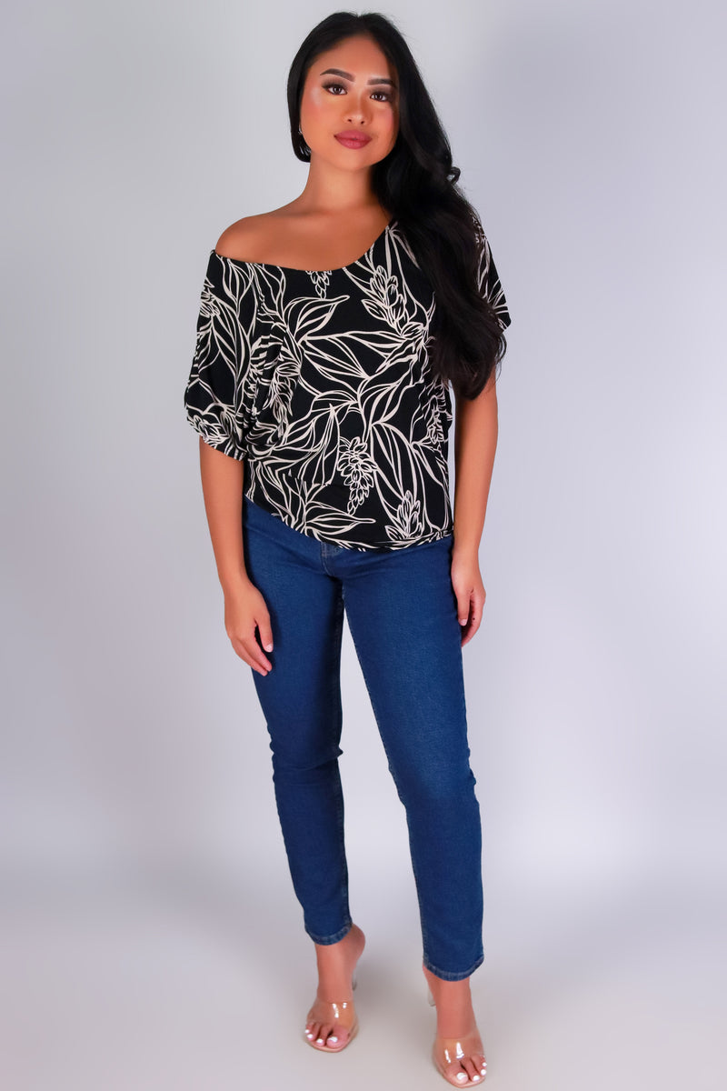 Jeans Warehouse Hawaii - SS PRINT - OUTLINE IN BLOOM DOLMAN TOP | By PAPERMOON/ B_ENVIED