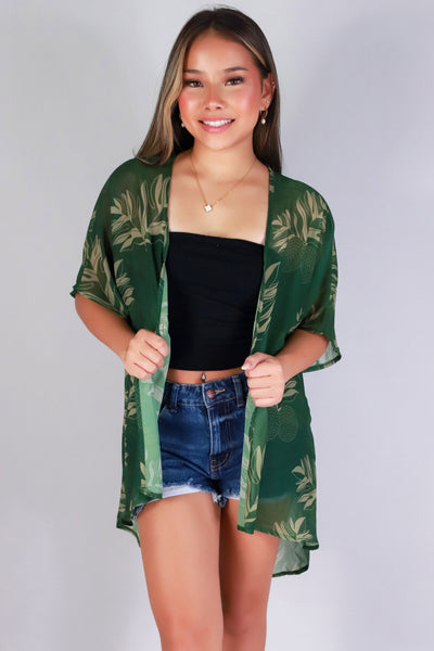 Jeans Warehouse Hawaii - S/S PRINT WOVEN DRESSY TOPS - ULU CHIFFON CARDIGAN | By LUZ