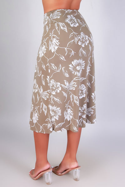 Jeans Warehouse Hawaii - KNIT LONG SKIRT - FLORAL EDGE MIDDY SKIRT | By PAPERMOON/ B_ENVIED