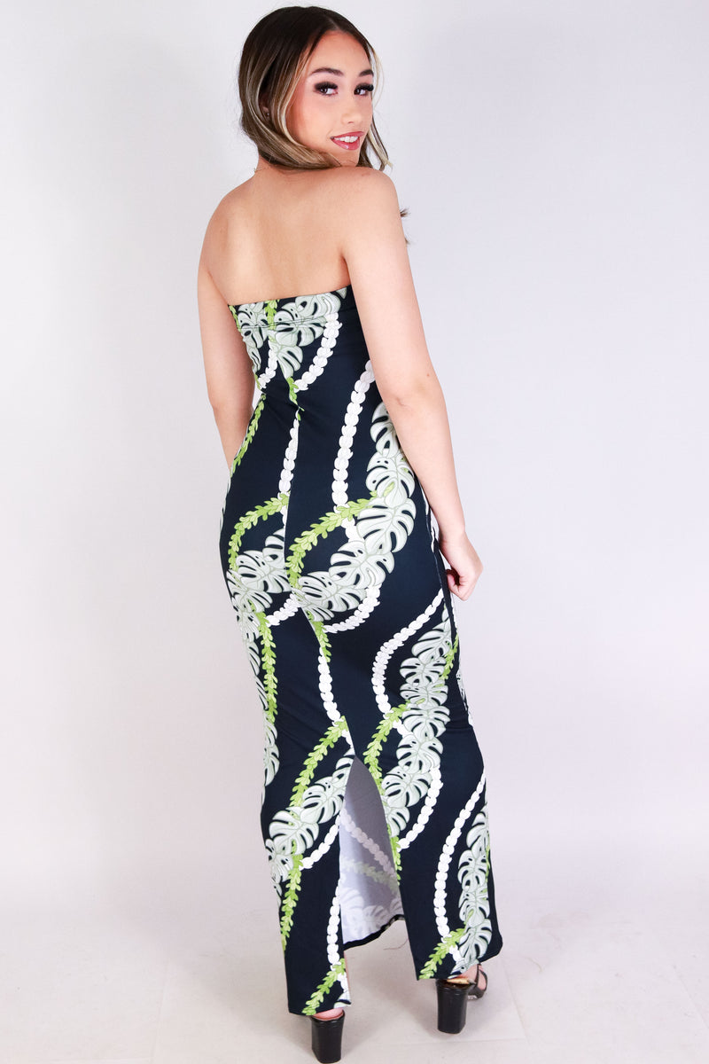 Jeans Warehouse Hawaii - TUBE LONG PRINT DRESSES - MONSTERA PIKAKE TUBE DRESS | By LUZ