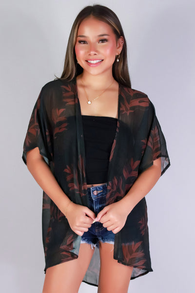 Jeans Warehouse Hawaii - S/S PRINT WOVEN DRESSY TOPS - ULU CHIFFON CARDIGAN | By LUZ