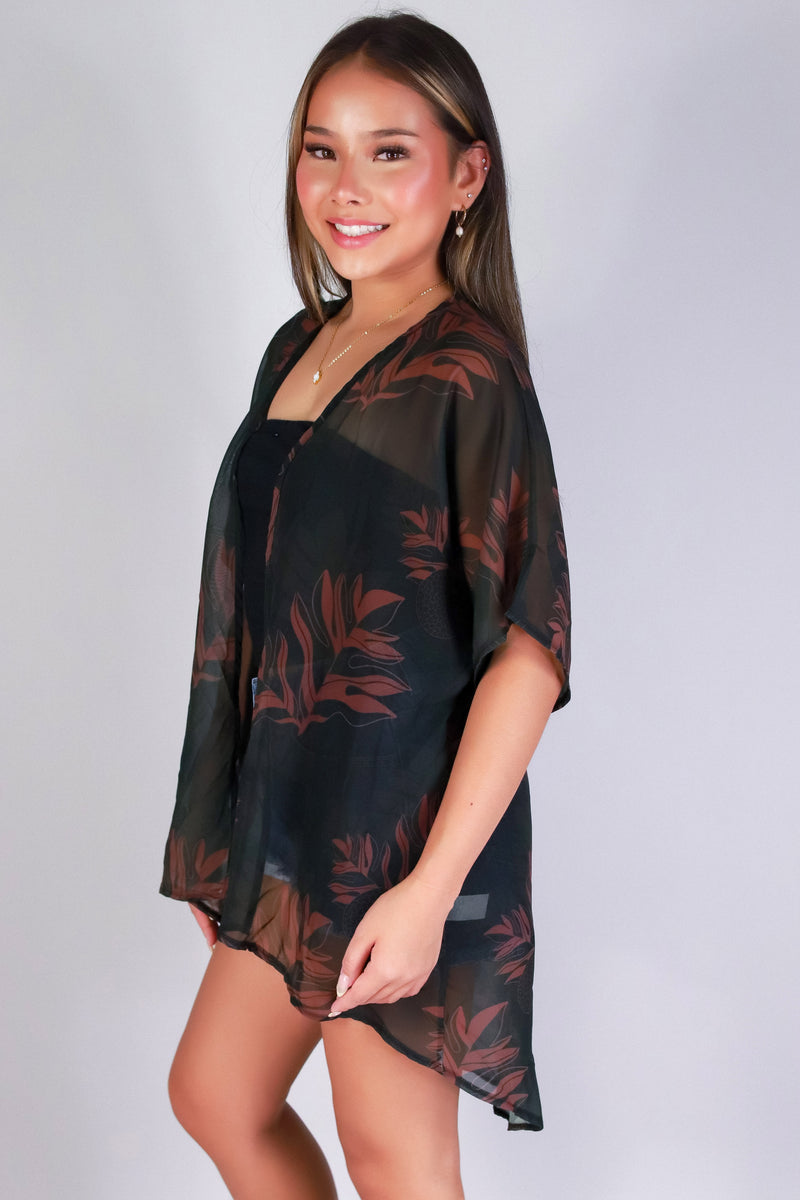 Jeans Warehouse Hawaii - S/S PRINT WOVEN DRESSY TOPS - ULU CHIFFON CARDIGAN | By LUZ