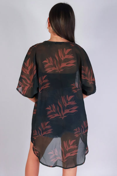 Jeans Warehouse Hawaii - S/S PRINT WOVEN DRESSY TOPS - ULU CHIFFON CARDIGAN | By LUZ